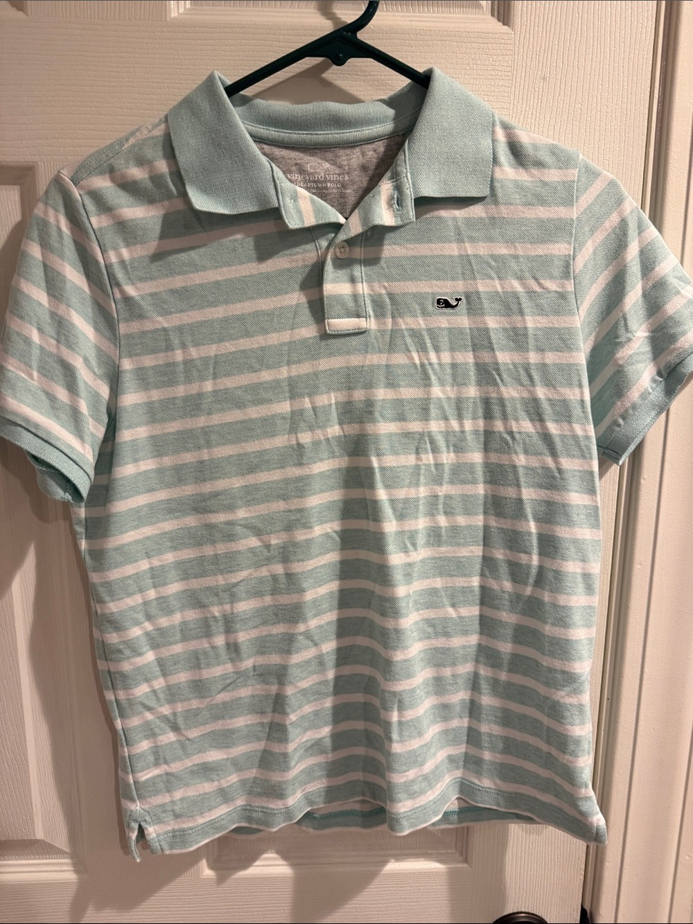 Vineyard Vines Boys Mint Green & White Striped Polo